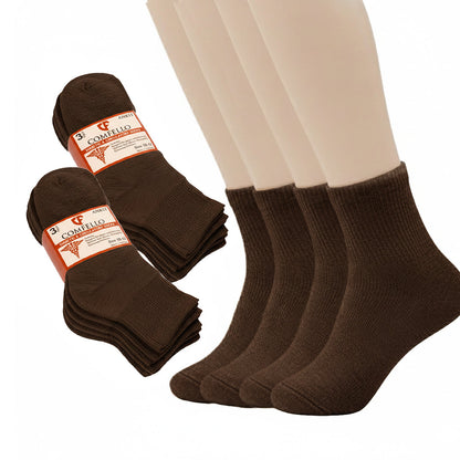 Diabetic Quarter socks for men and women — Soft stretch for sensitive feet — Brown - Alpine Collection