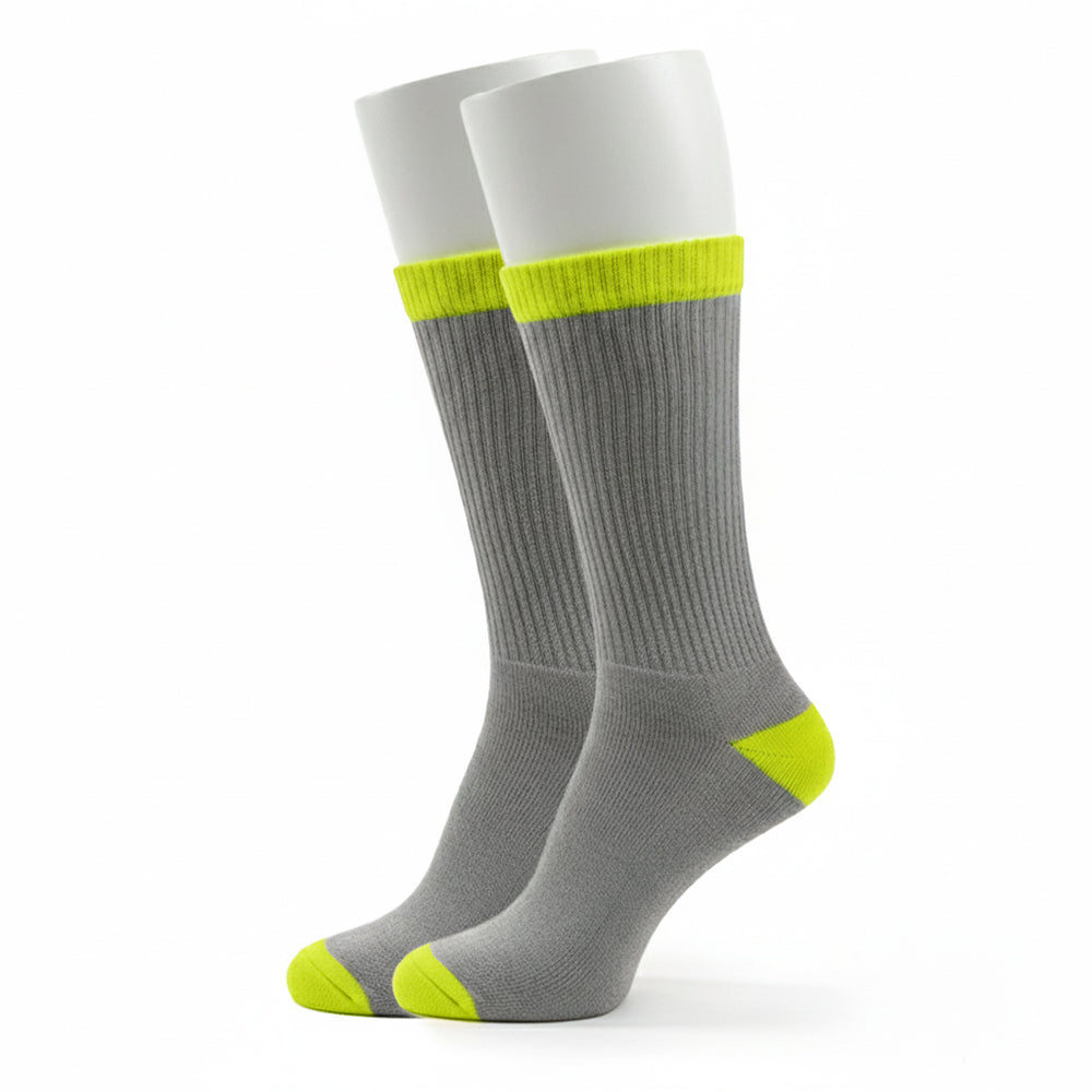 Unisex Crew Work Socks — Durable, Cushioned & Moisture — Wicking for Long Workdays and Boots — Neon Yellow - Alpine Collection