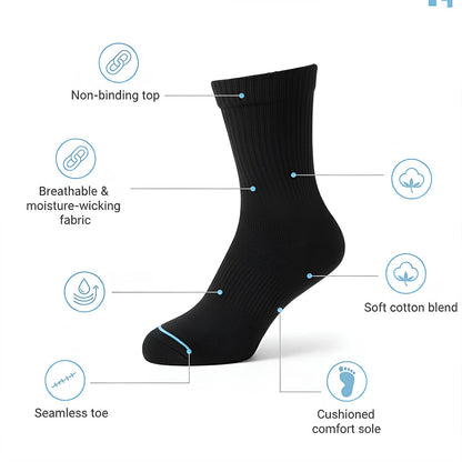 Diabetic Crew socks for men and women — Soft stretch for sensitive feet —  Black - Alpine Collection