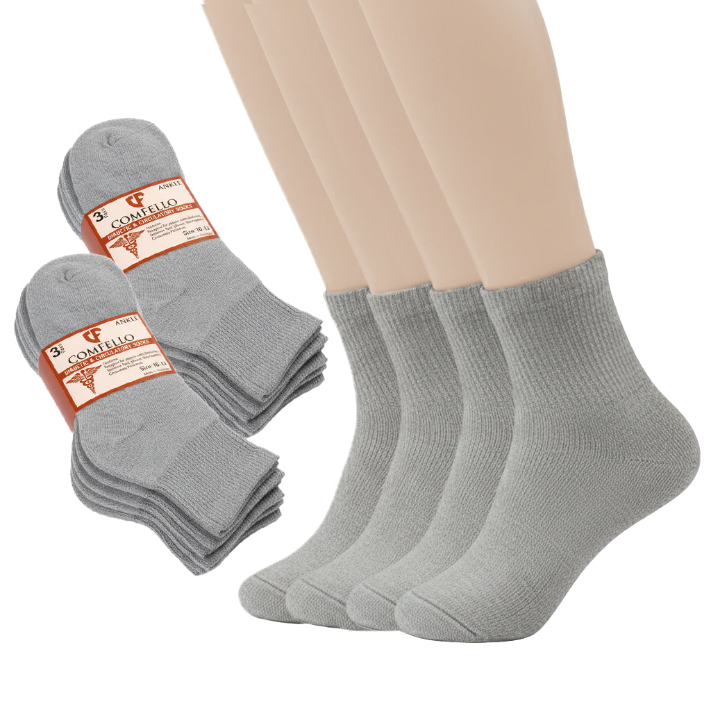 Diabetic Quarter socks for men and women — Soft stretch for sensitive feet — Grey - Alpine Collection