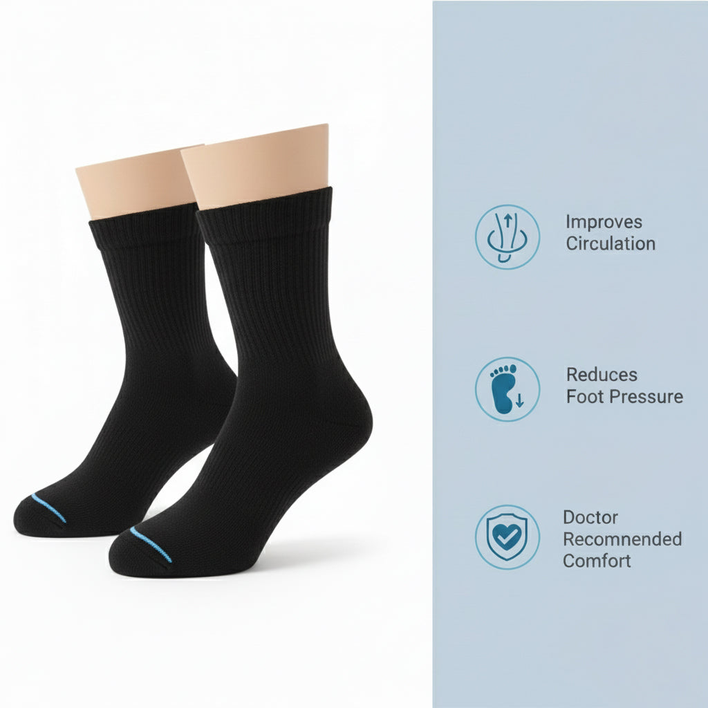 Diabetic Crew Socks for Men & Women – Soft Stretch, Seamless & Comfort Fit for Sensitive Feet - Alpine Collection