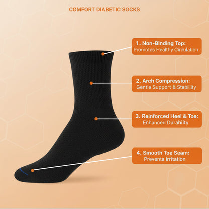 Diabetic Quarter Socks for Men & Women – Soft Stretch, Seamless & Comfort Fit for Sensitive Feet - Alpine Collection