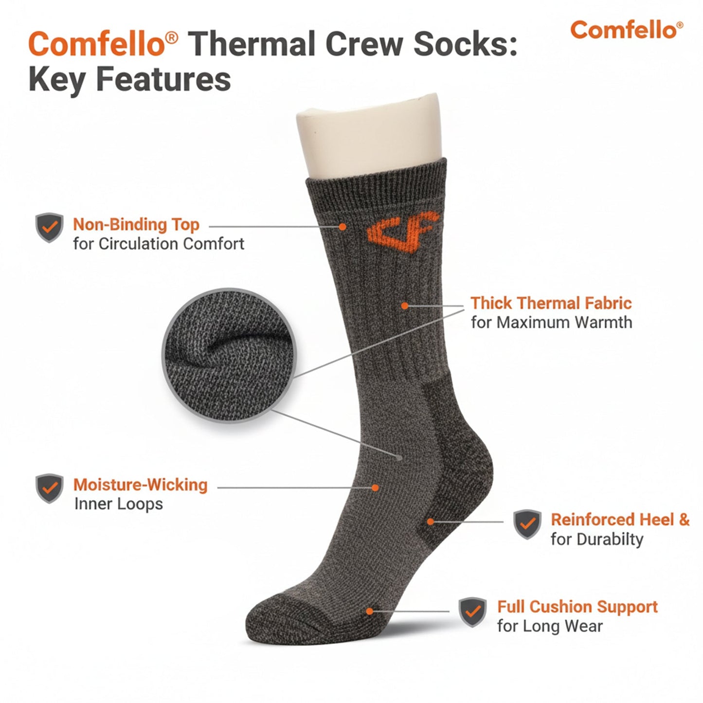 Men’s & Women’s Thermal Crew Socks - Soft, Thick & Heat Retaining Winter Socks - Alpine Collection