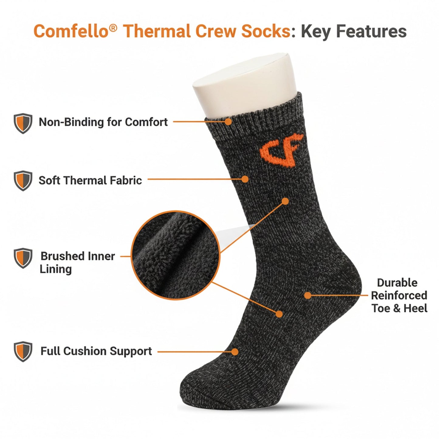 Men’s & Women’s Thermal Crew Socks - Soft, Thick & Heat Retaining Winter Socks - Alpine Collection