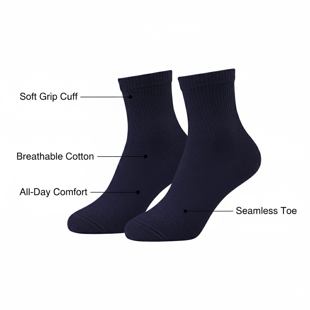 Diabetic Quarter Socks for Men & Women – Soft Stretch, Seamless & Comfort Fit for Sensitive Feet - Alpine Collection