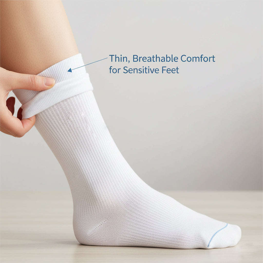 Diabetic Crew socks for men and women — Soft stretch for sensitive feet —  White - Alpine Collection