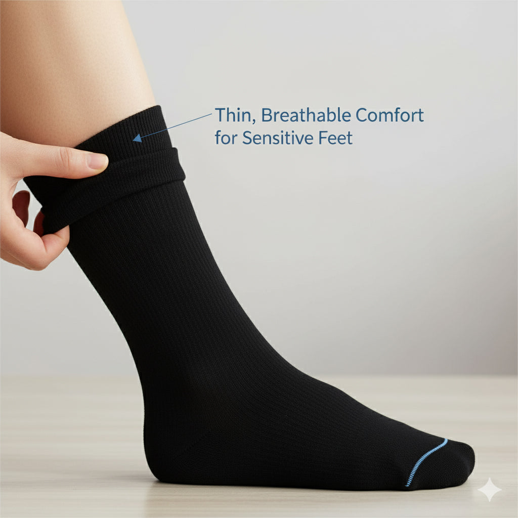 Diabetic Crew socks for men and women — Soft stretch for sensitive feet —  Black - Alpine Collection