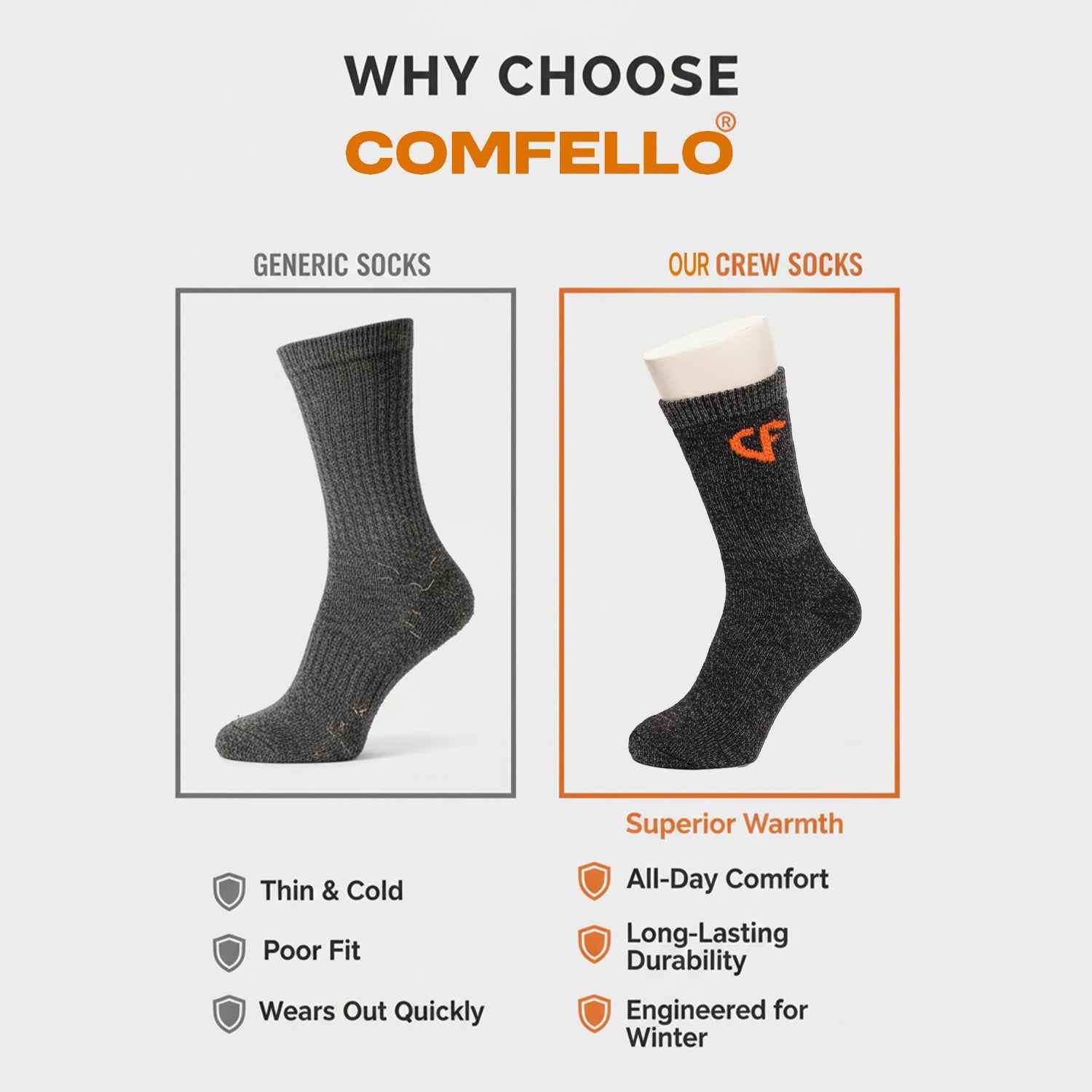 Men’s & Women’s Thermal Crew Socks - Soft, Thick & Heat Retaining Winter Socks - Alpine Collection