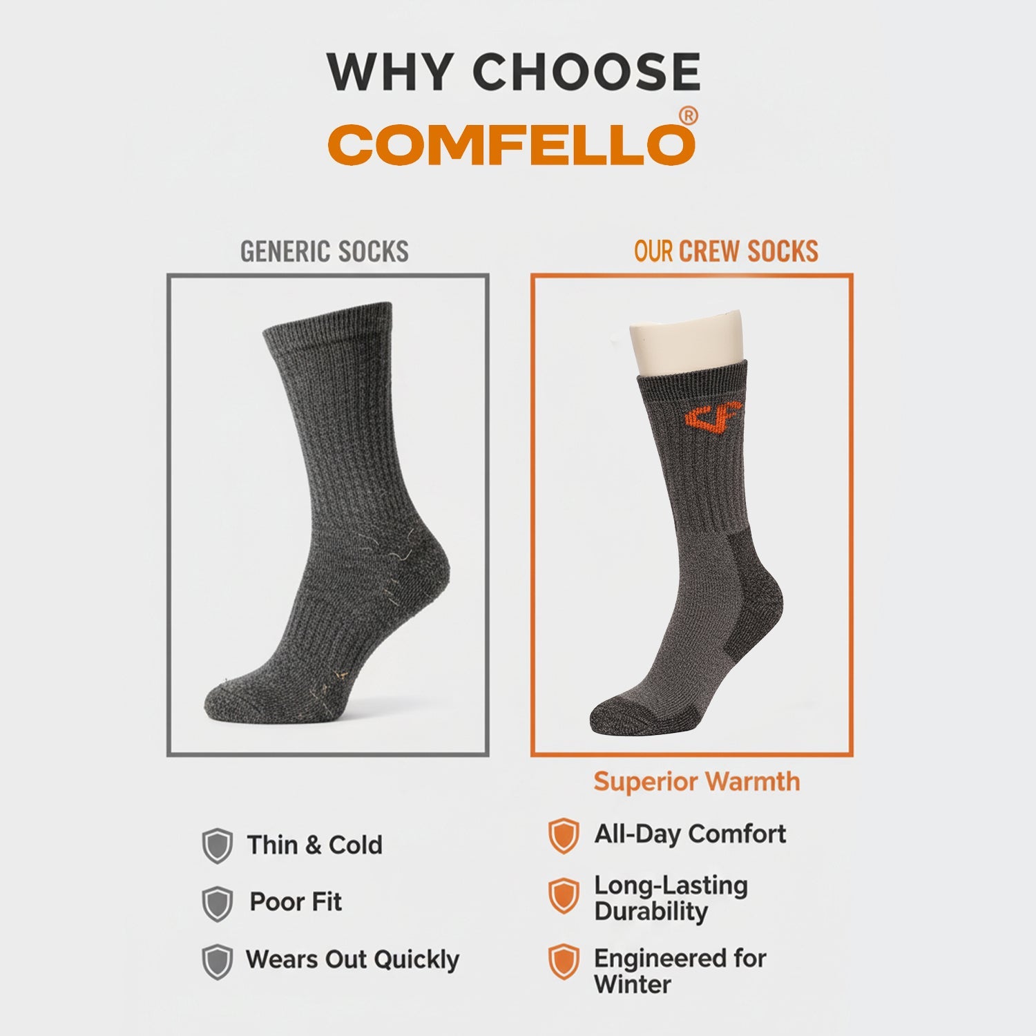 Men’s & Women’s Thermal Crew Socks - Soft, Thick & Heat Retaining Winter Socks - Alpine Collection