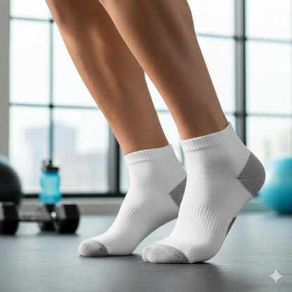 Unisex Ankle Sports Socks — Athletic Socks for Running, Gym Training & Everyday Comfort — White - Alpine Collection