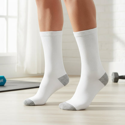 Unisex Crew Sports Socks — Athletic Socks for Running, Gym Training & Everyday Comfort — White - Alpine Collection