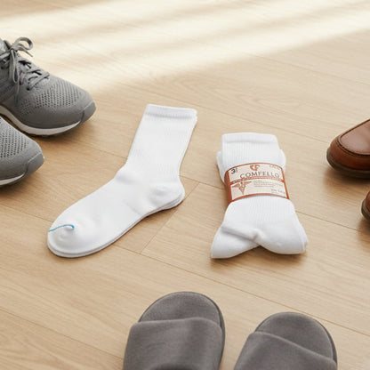 Diabetic Crew socks for men and women — Soft stretch for sensitive feet —  White - Alpine Collection