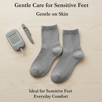 Diabetic Quarter socks for men and women — Soft stretch for sensitive feet — Grey - Alpine Collection