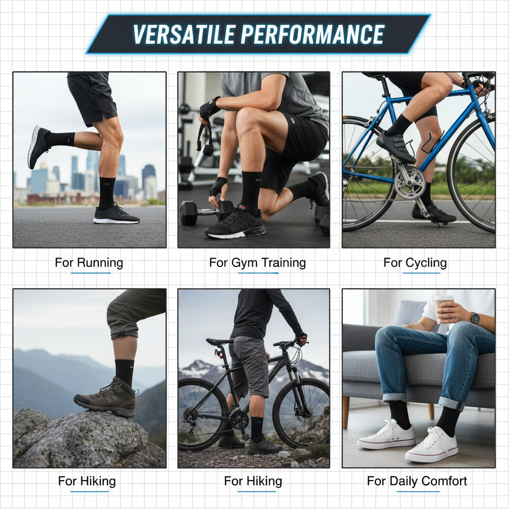 Unisex Crew Sports Socks — Athletic Socks for Running, Gym Training & Everyday Comfort — Black - Alpine Collection