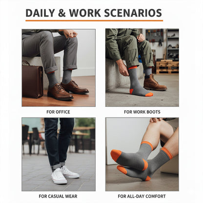 Unisex Crew Work Socks — Durable, Cushioned & Moisture — Wicking for Long Workdays and Boots — Orange - Alpine Collection