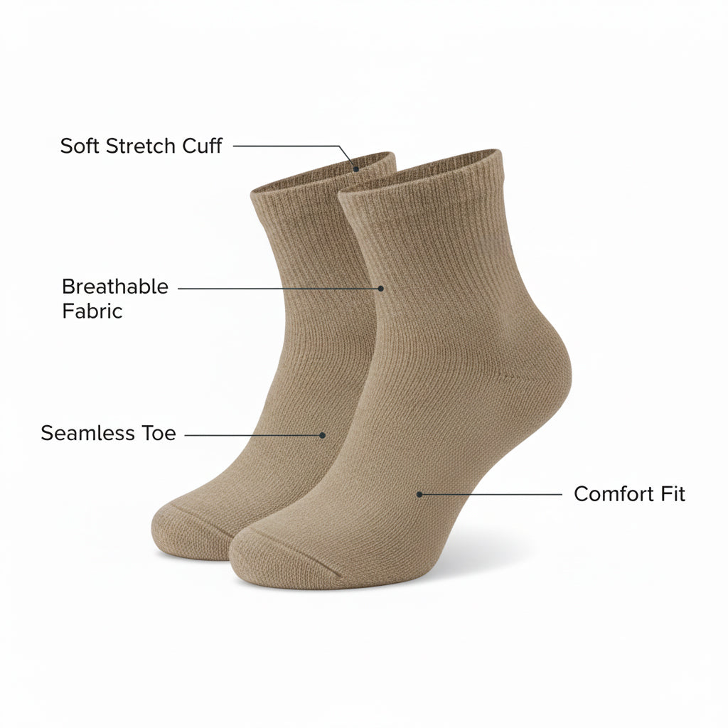 Diabetic Quarter Socks for Men & Women – Soft Stretch, Seamless & Comfort Fit for Sensitive Feet - Alpine Collection