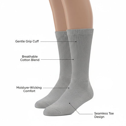 Diabetic Crew Socks for Men & Women – Soft Stretch, Seamless & Comfort Fit for Sensitive Feet - Alpine Collection