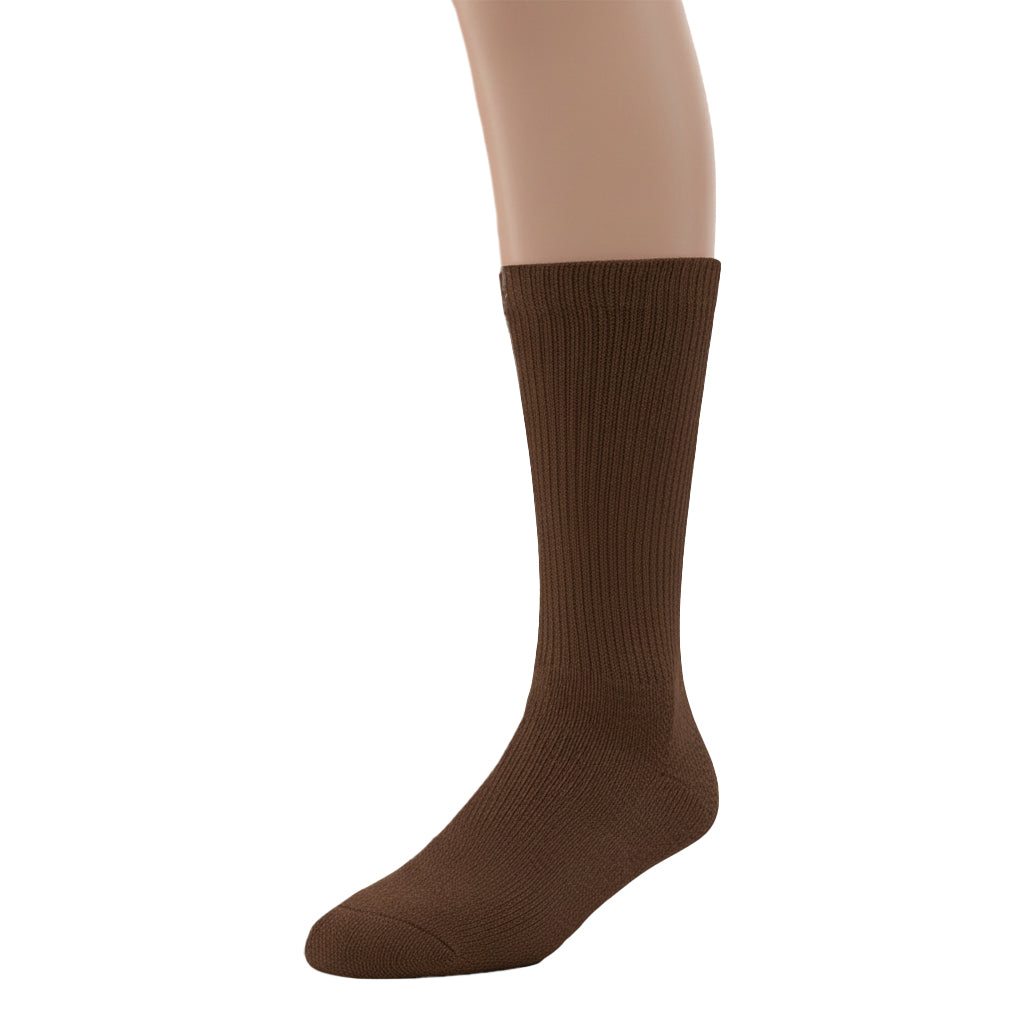 Diabetic Crew socks for men and women — Soft stretch for sensitive feet — Brown - Alpine Collection