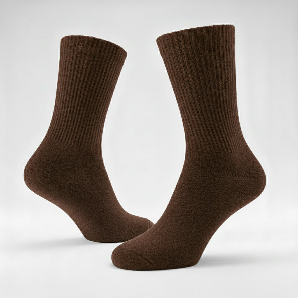 Diabetic Crew socks for men and women — Soft stretch for sensitive feet — Brown - Alpine Collection
