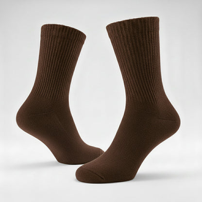 Diabetic Crew socks for men and women — Soft stretch for sensitive feet — Brown - Alpine Collection